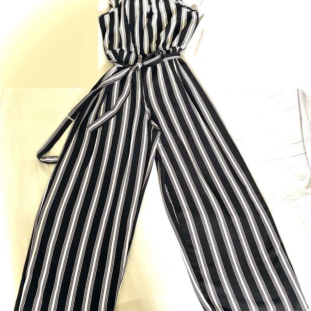 Striped Black and White Jumpsuit